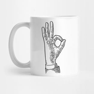 OKAY: Hand Symbol Sign (Black) Mug